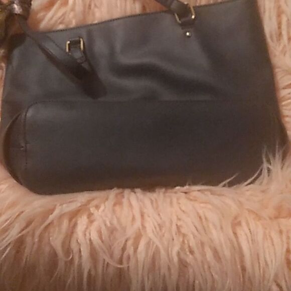 🎁 MAX STUDIO VEGAN FAUX LEATHER NAVY BLUE LARGE TOTE - Picture 5 of 10